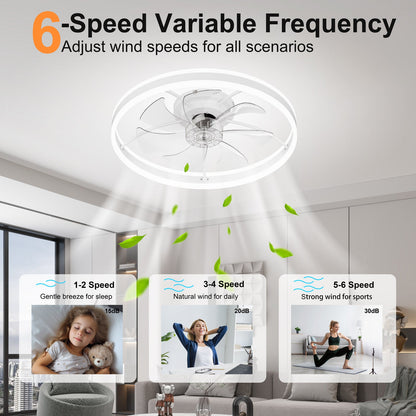 HouseOfZazla 23.6in ceiling fan with light white quiet DC motor dimmable 3-color LED on Tampa Home & Garden Store
