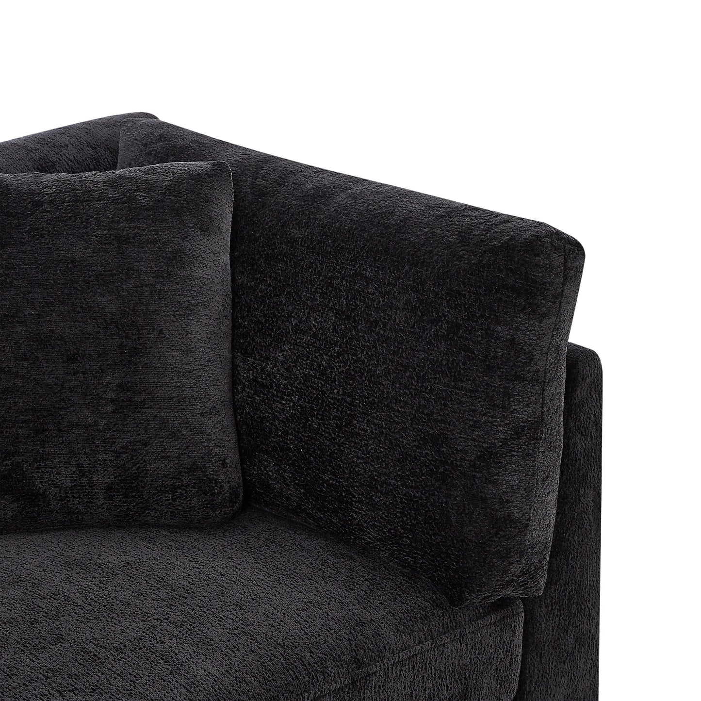 Modern Chenille Sofa and Flared Arms Black