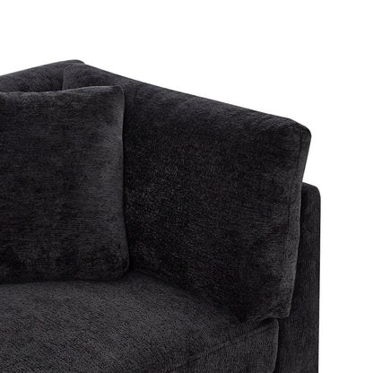 Modern Chenille Sofa and Flared Arms Black