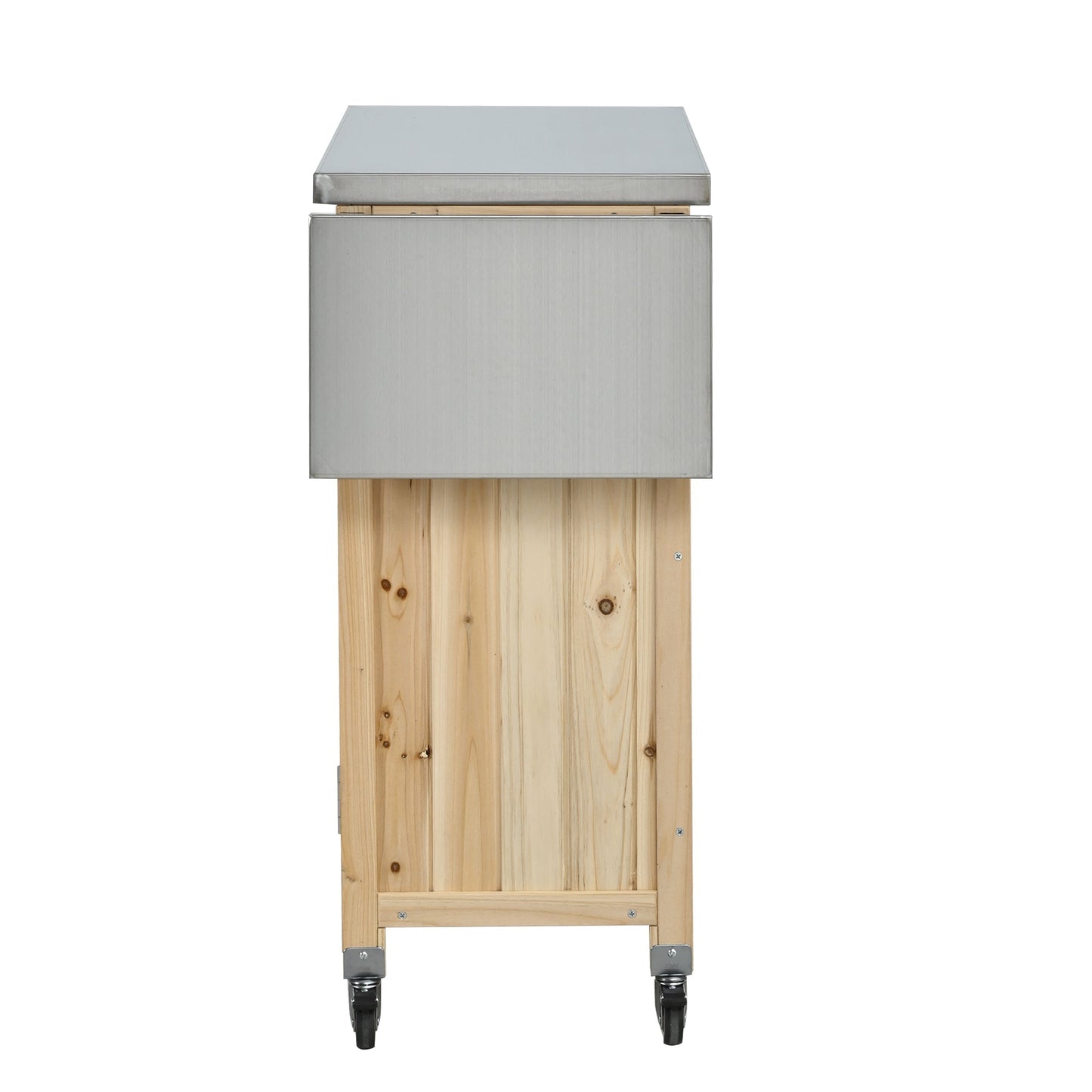 HouseOfZazla foldable outdoor kitchen island with steel top and cabinet on frame casters on Tampa Home & Garden Store