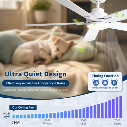 Reversible motor LED dimmable ceiling fan with integrated light, white finish, HouseOfZazla on Tampa Home & Garden Store