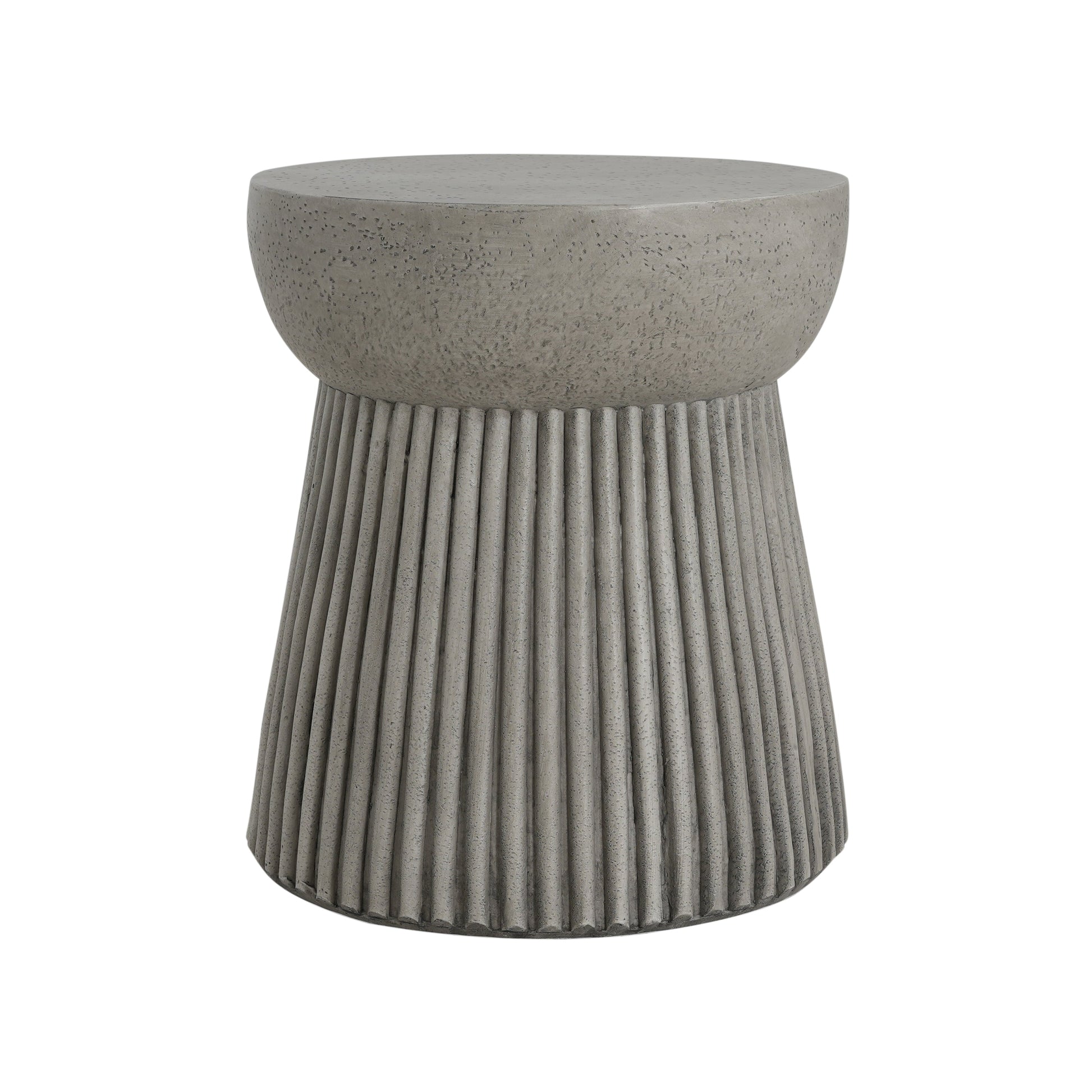 Outdoor lightweight concrete side table by HouseOfZazla with speckled finish ribbed base on Tampa Home & Garden Store