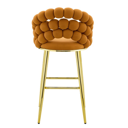 Ball Chain Bubble Tufted Bar Chairs Set Of Two