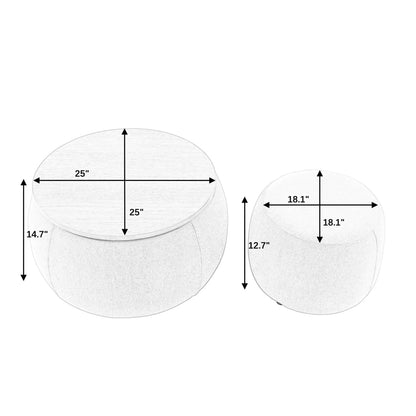 Round storage ottoman set, 2-piece with end-table; 25" and 18.1" dia by Unique Piece Furniture on Tampa Home & Garden Store