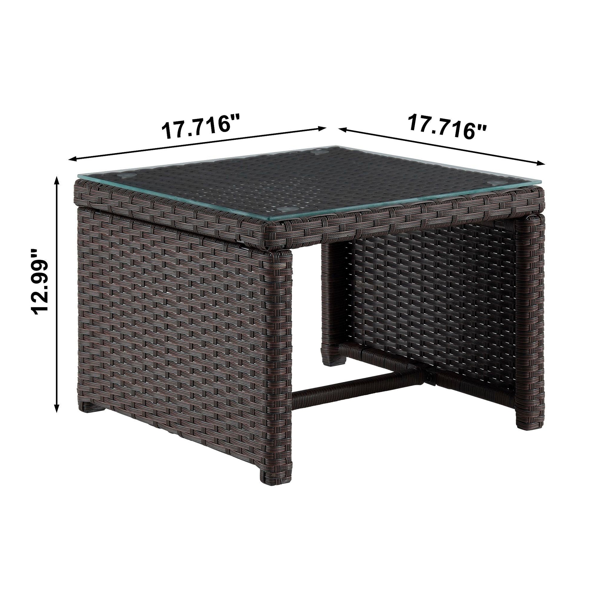 Menton 3 Piece Sectional Set outdoor wicker table with glass top brown by HouseOfZazla on Tampa Home & Garden Store