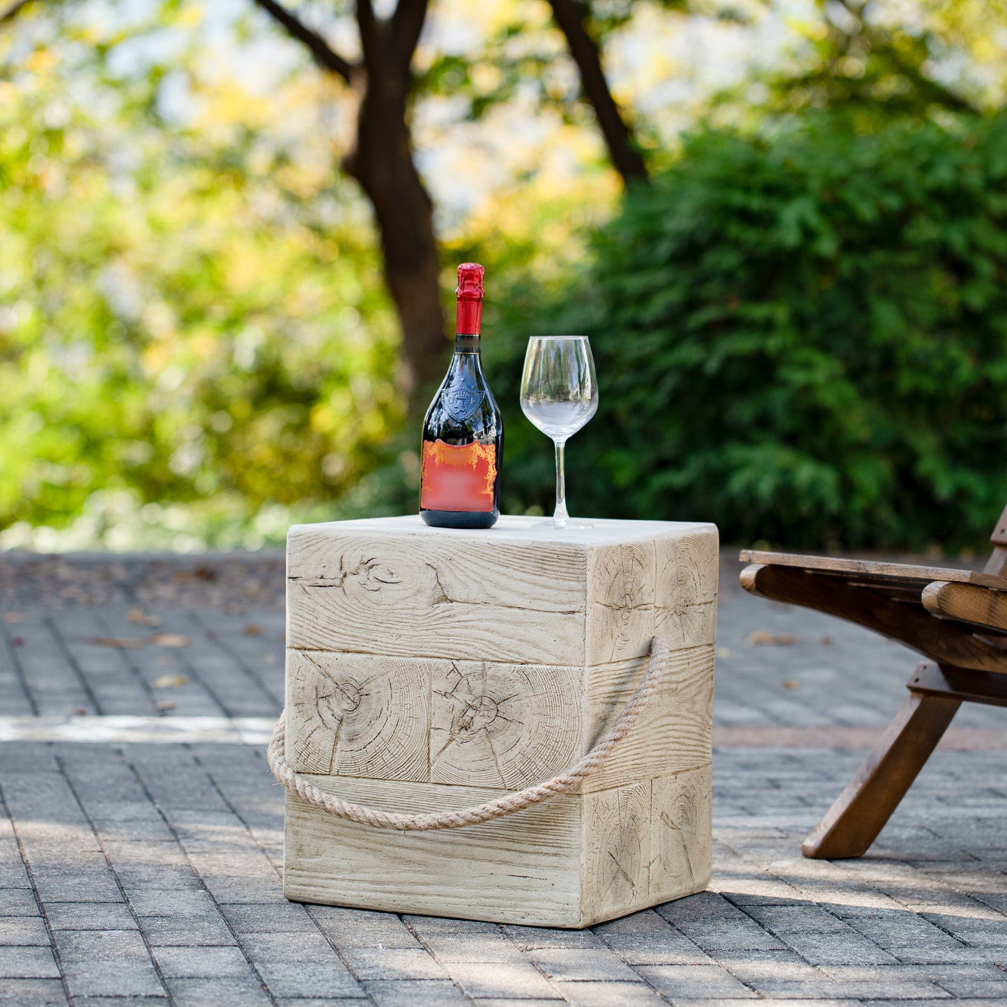 Small Indoor and Outdoor Wood Grain Side Table