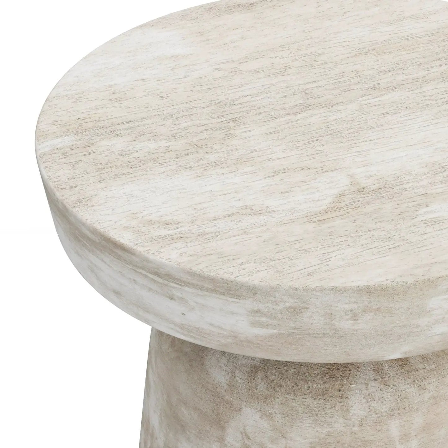 Robbie Handcrafted Accent Table round top pale whitewashed wood finish Unique Piece Furniture on Tampa Home & Garden Store