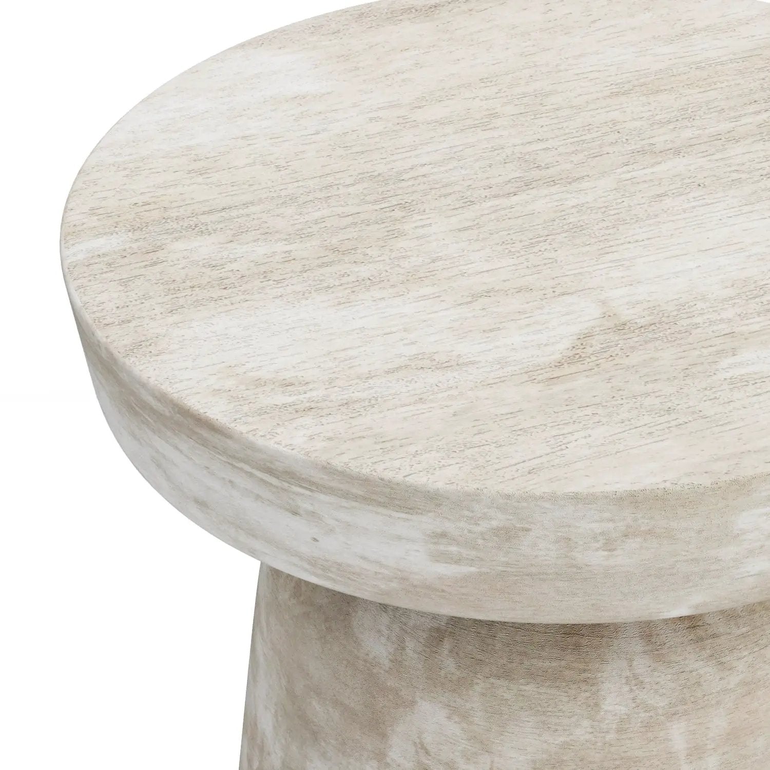 Robbie Handcrafted Accent Table round top pale whitewashed wood finish Unique Piece Furniture on Tampa Home & Garden Store