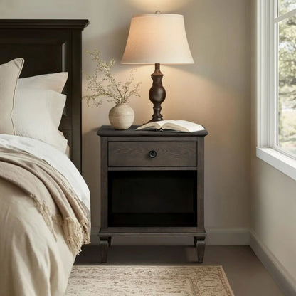 Victoria nightstand with open storage in dark wood by Unique Piece Furniture on Tampa Home & Garden Store
