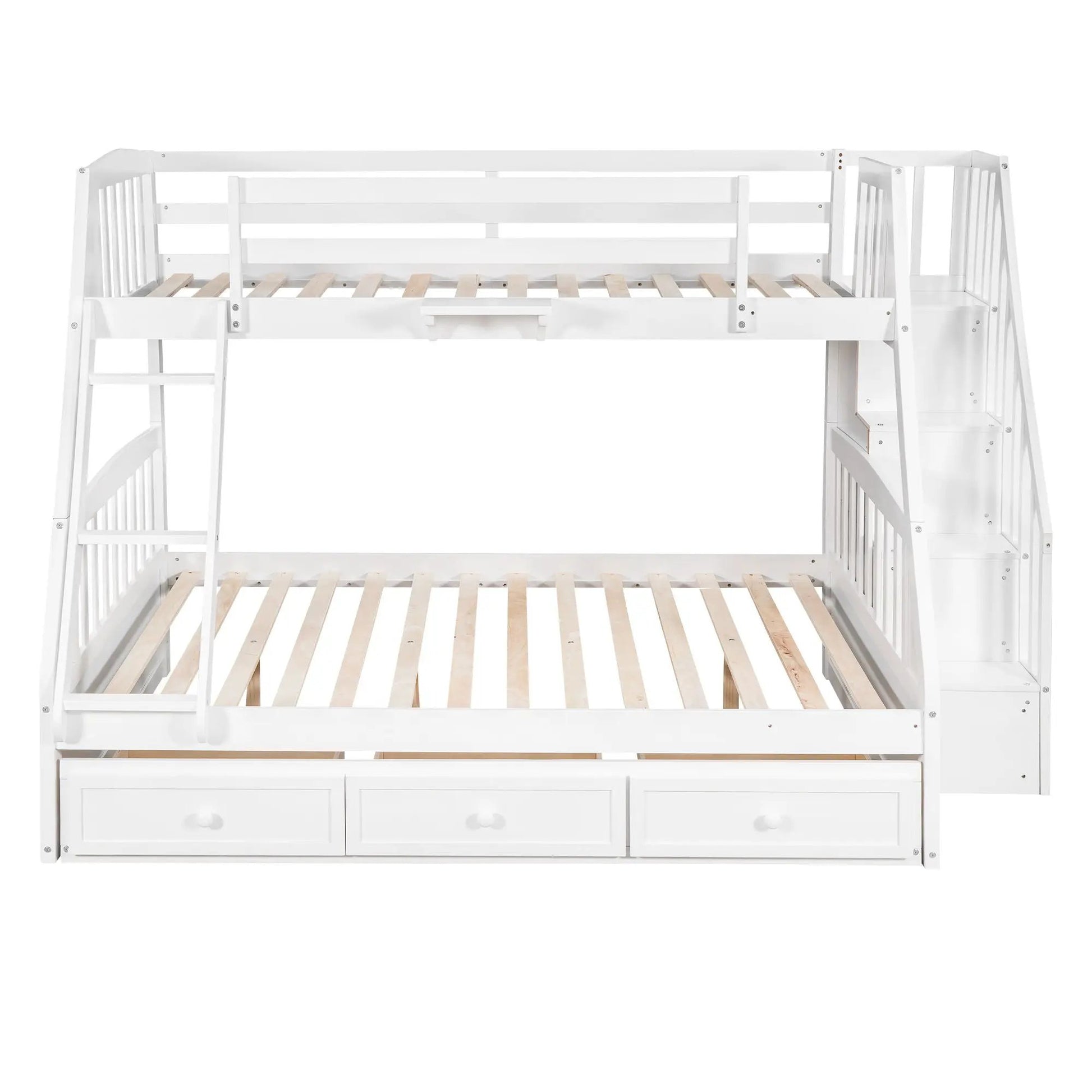 Bunk bed with drawers in white finish, includes ladder and storage staircase by Unique Piece Furniture on Tampa Home & Garden Store