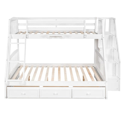 Bunk bed with drawers in white finish, includes ladder and storage staircase by Unique Piece Furniture on Tampa Home & Garden Store