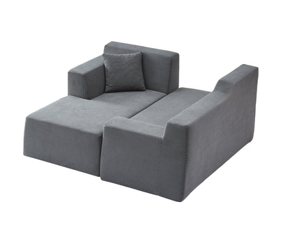 Modern Minimalist Wide Striped Corduroy Sofa