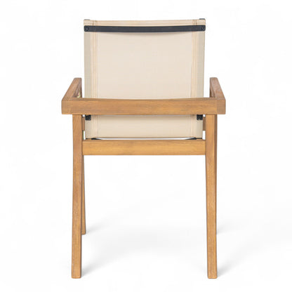 Belfast dining chair set with mesh seating, acacia wood frame for outdoor use (2-pack) by HouseOfZazla on Tampa Home & Garden Store