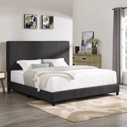 Platform Bed with Upholstered Headboard and Frame