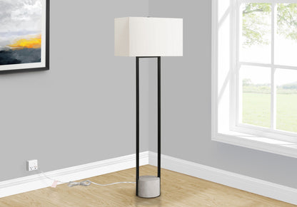 Floor lamp HouseOfZazla, modern black metal with beige rectangular shade and concrete base on Tampa Home & Garden Store