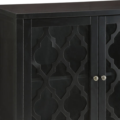 Ceara console cabinet black with geometric lattice doors and metal knobs on Tampa Home & Garden Store