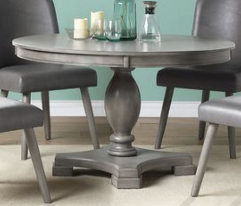 Waylon Dining Table gray oak round table with pedestal base seats four on Tampa Home & Garden Store