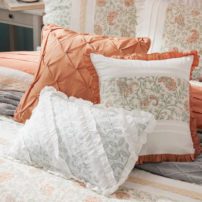 9 Piece Cotton Percale Comforter Set Coral King by HouseOfZazla with tufted coral comforter on Tampa Home & Garden Store