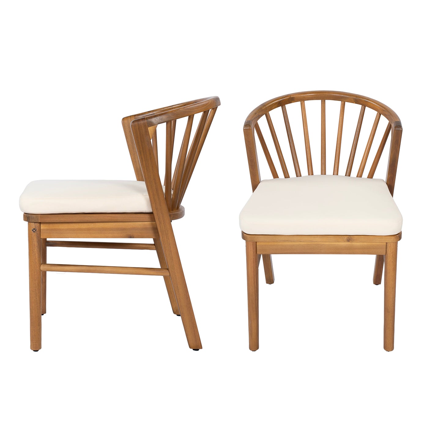 Acacia Wood Set of 2 Outdoor Dining Chairs