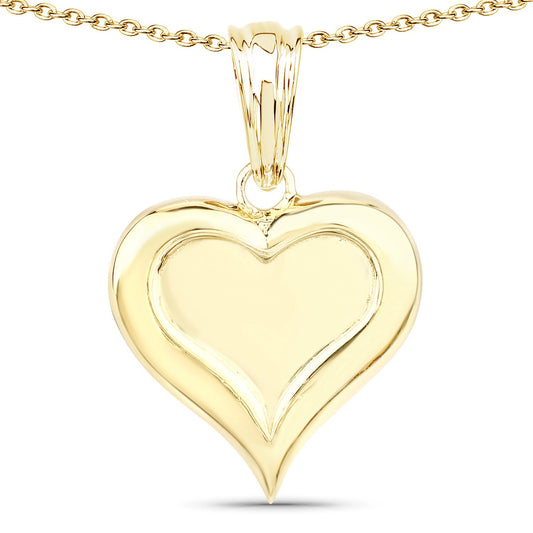 Gold-tone heart pendant with polished surface and inner heart contour on chain on Tampa Home & Garden Store