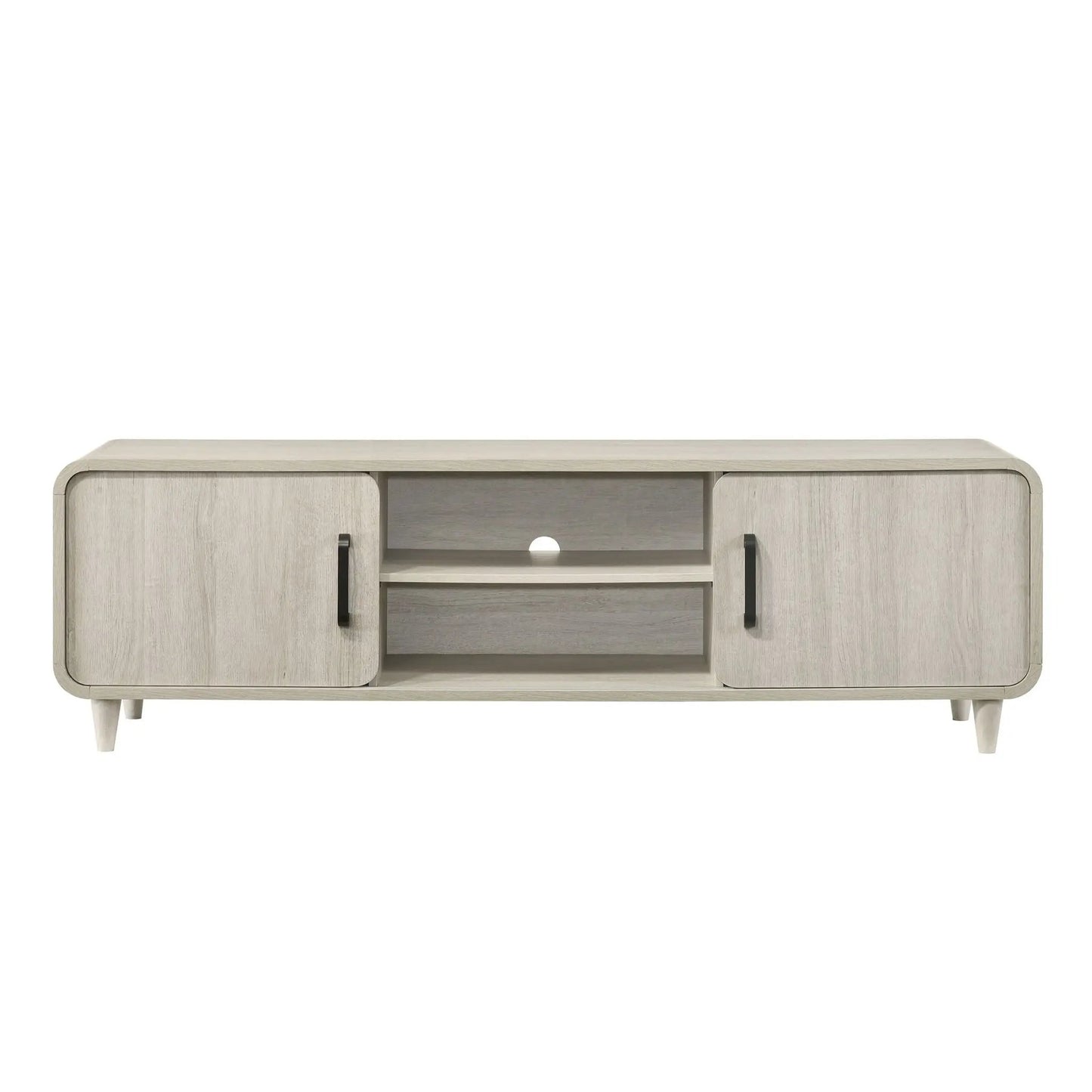 TV stand antique white with sliding doors and handles, open shelf by Unique Piece Furniture on Tampa Home & Garden Store