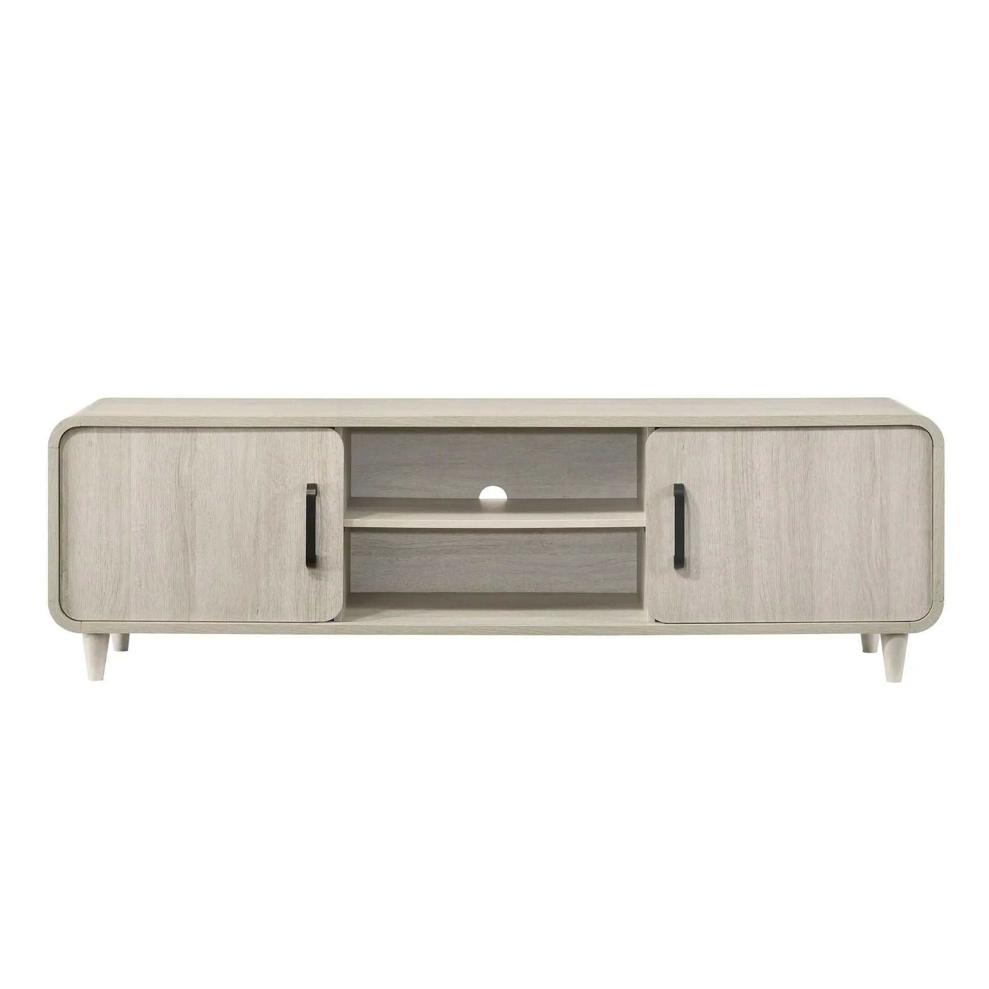 TV stand antique white with sliding doors and handles, open shelf by Unique Piece Furniture on Tampa Home & Garden Store