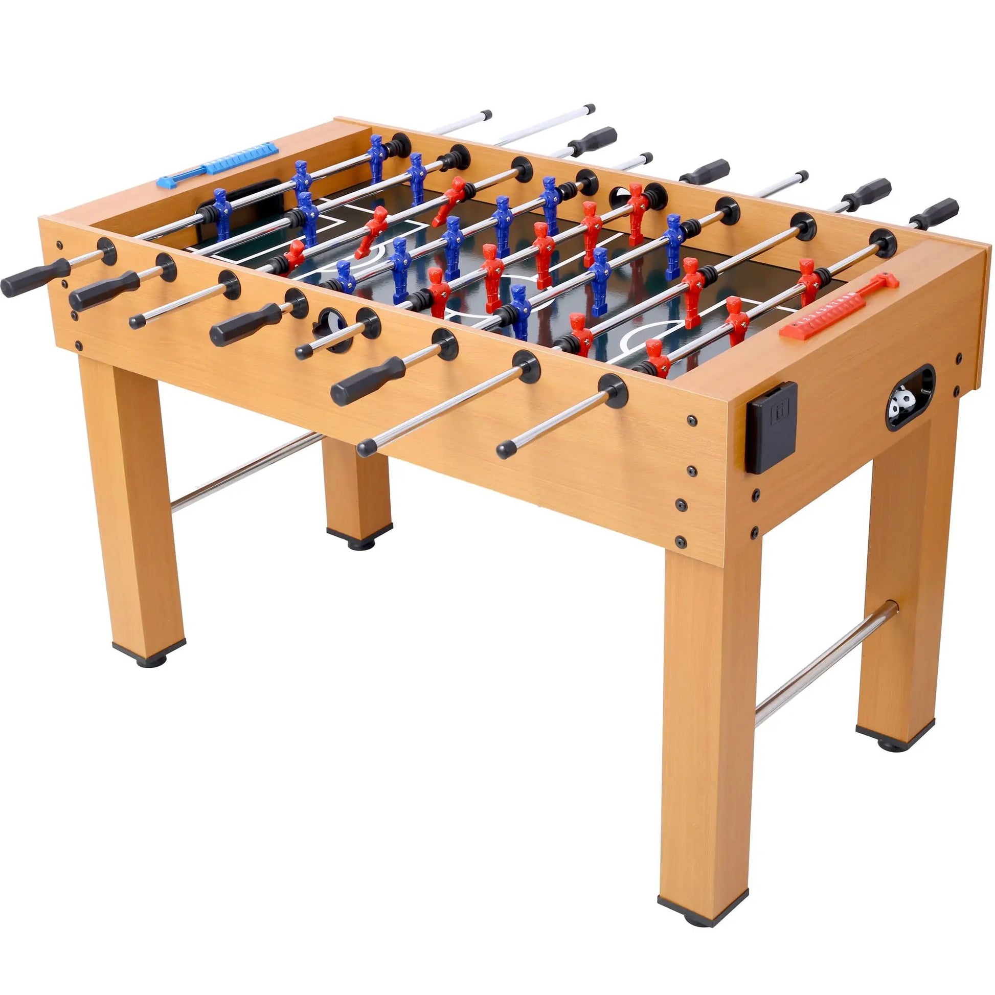 Hurricane foosball table from Unique Piece Furniture with natural wood finish red/blue players on Tampa Home & Garden Store