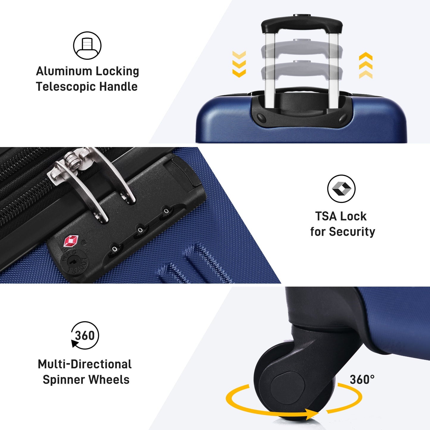 3-piece HouseOfZazla blue hardside spinner luggage set (20/24/28) with TSA lock on Tampa Home & Garden Store