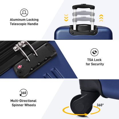 3-piece HouseOfZazla blue hardside spinner luggage set (20/24/28) with TSA lock on Tampa Home & Garden Store