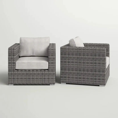 Patio Arm Chairs with cushions, 2-piece gray woven wicker set, Unique Piece Furniture on Tampa Home & Garden Store