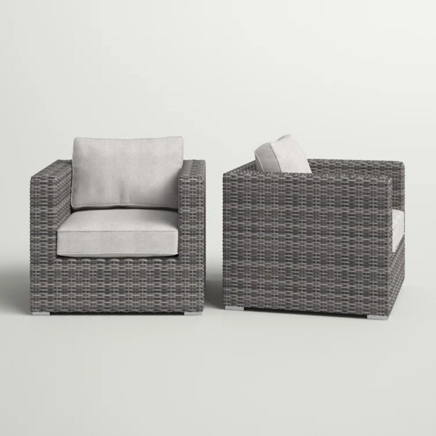 Patio arm chairs in gray wicker with cushions by HouseOfZazla pair of outdoor chairs on Tampa Home & Garden Store
