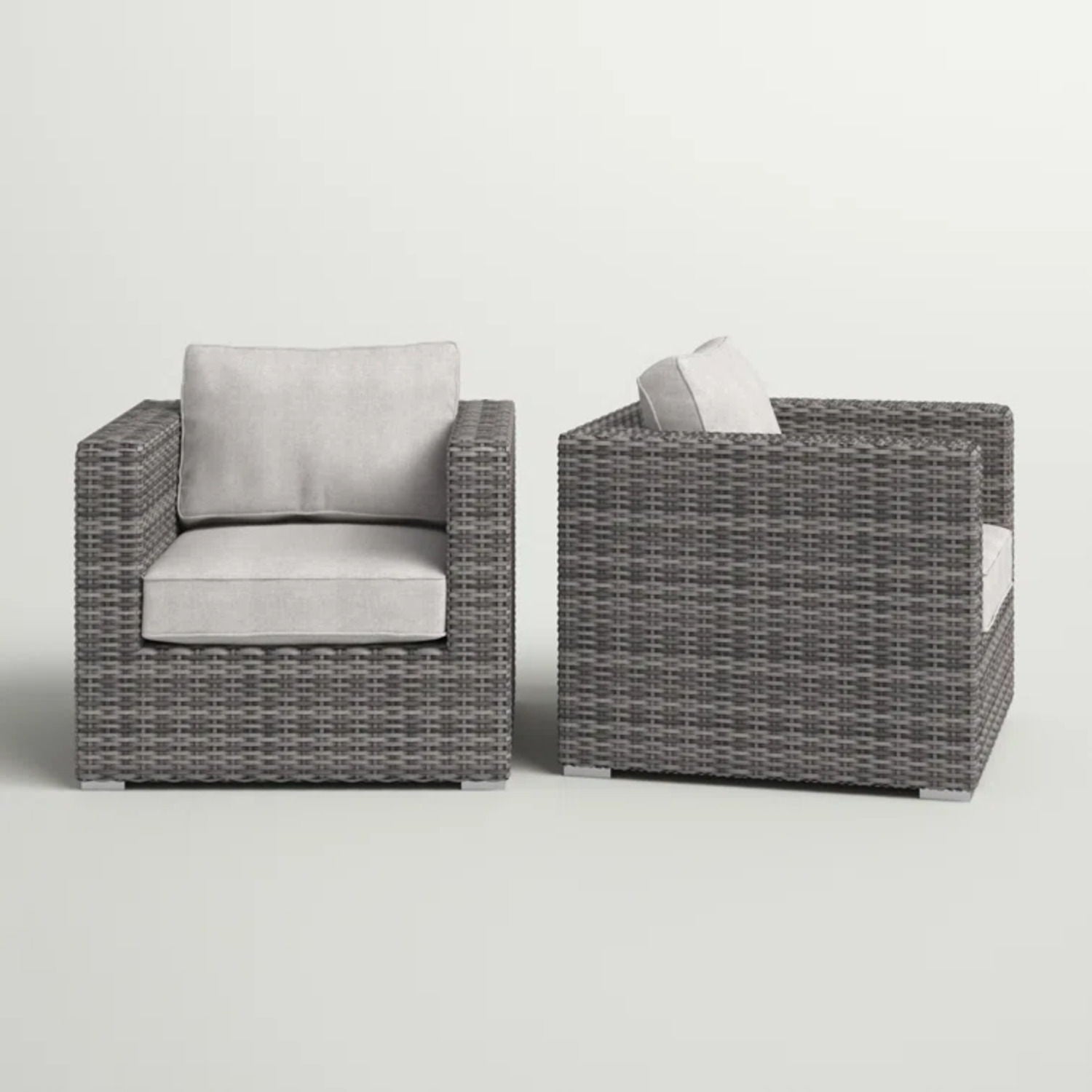 Patio arm chairs in gray wicker with cushions by HouseOfZazla pair of outdoor chairs on Tampa Home & Garden Store