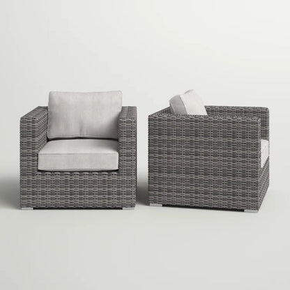 Patio arm chairs in gray wicker with cushions by HouseOfZazla pair of outdoor chairs on Tampa Home & Garden Store