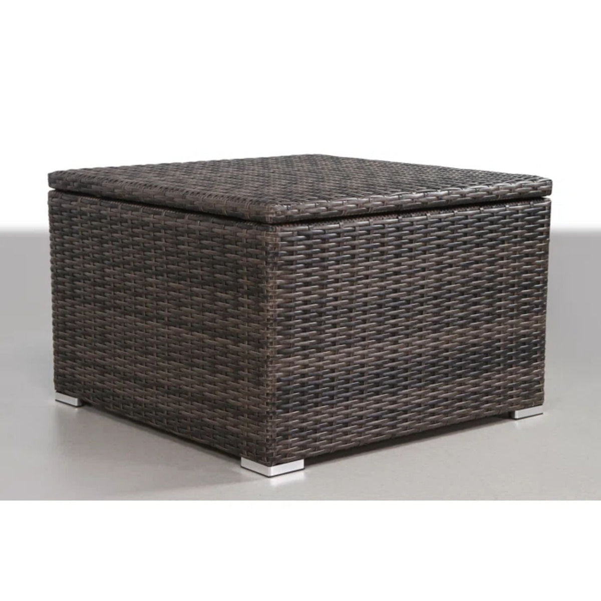 HouseOfZazla dark brown wicker storage ottoman with lid for modern patio sectional set on Tampa Home & Garden Store