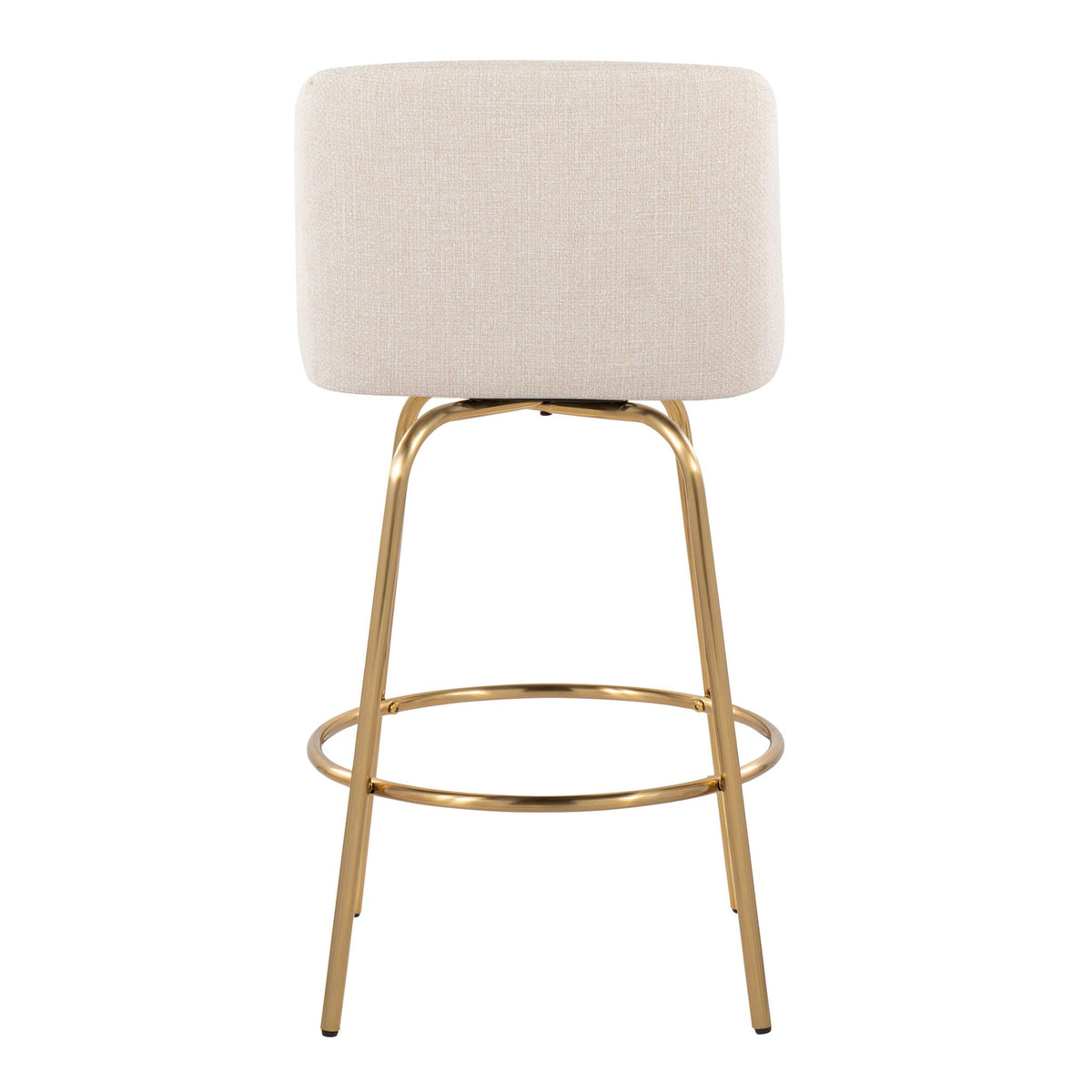 Toriano Counter Stool with Swivel, beige fabric, gold base, HouseOfZazla, set of 2 on Tampa Home & Garden Store