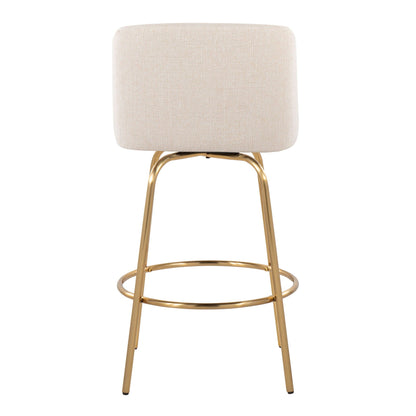 Toriano Counter Stool with Swivel, beige fabric, gold base, HouseOfZazla, set of 2 on Tampa Home & Garden Store