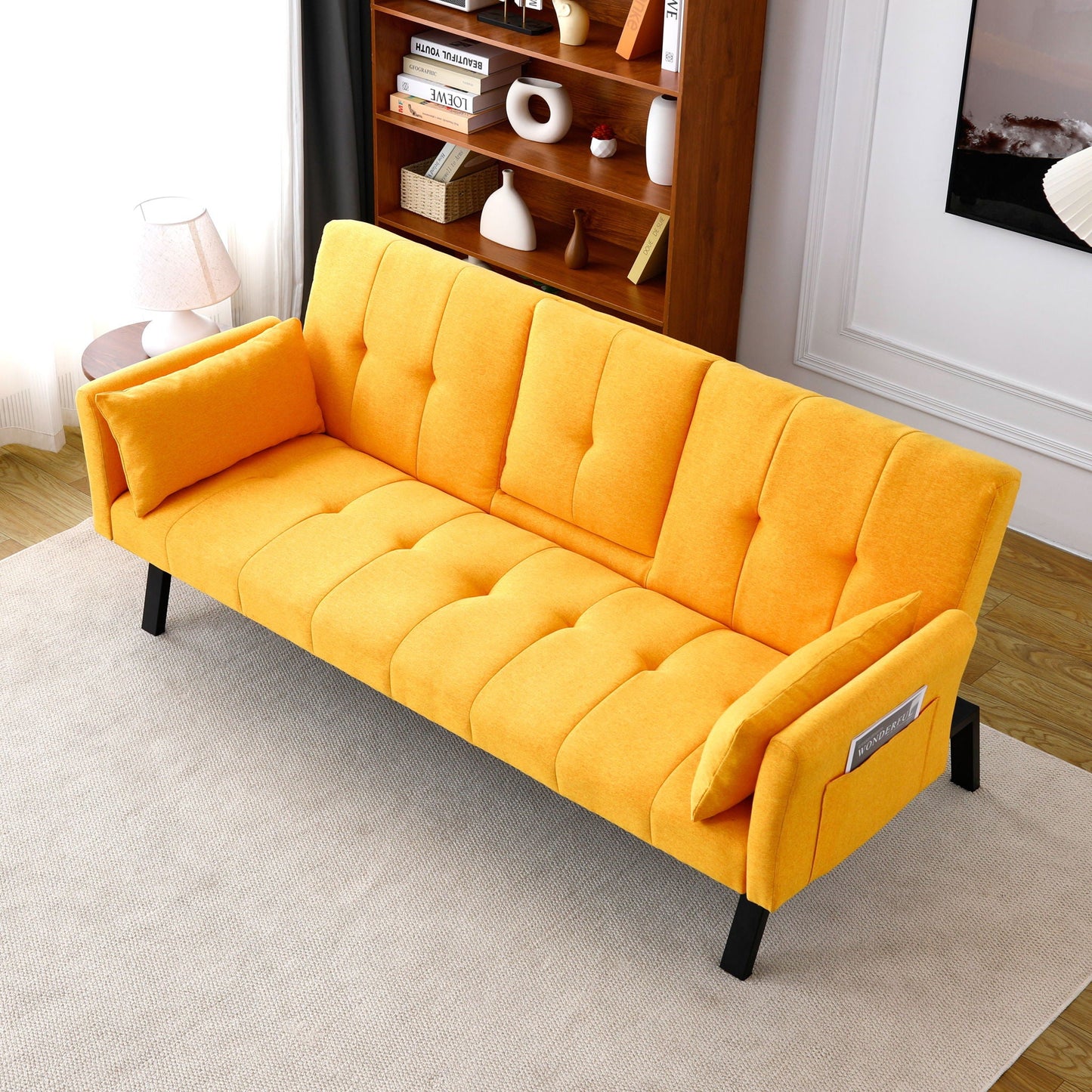 Compact Foldable Sofa Bed and Cup Holder