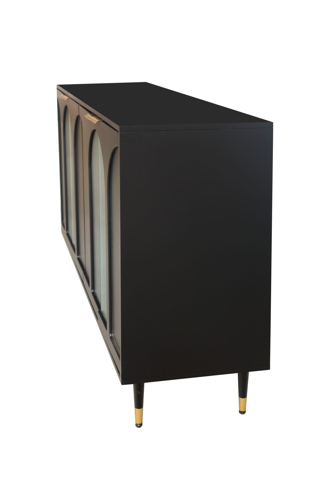 Wood Sideboard With Fluted Glass Doors and Legs