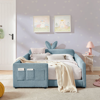 Cute Rabbit Ear Platform Bed and Safety Rail