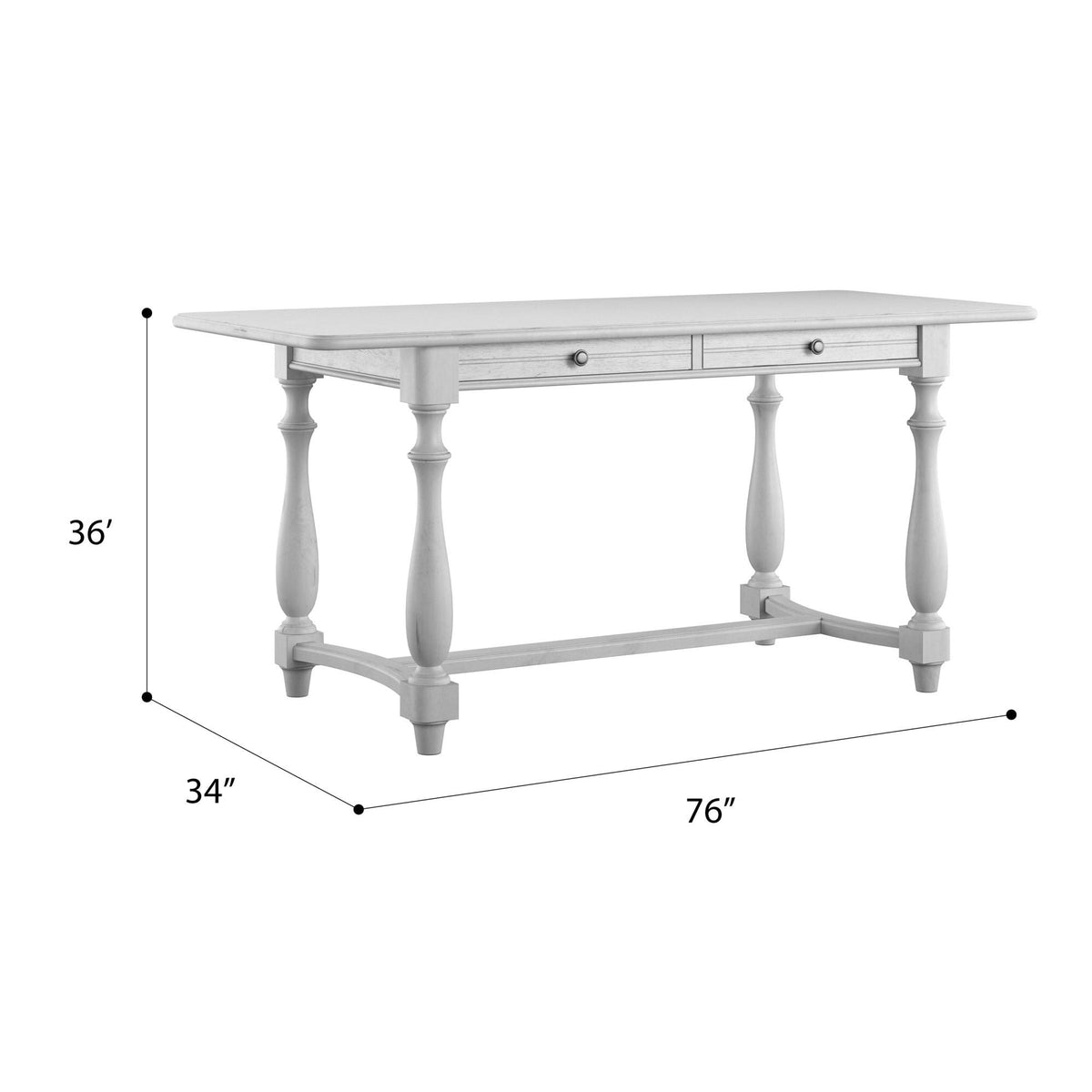 Gray gathering-height bar table with solid wood, two front drawers, 76 inches long on Tampa Home & Garden Store