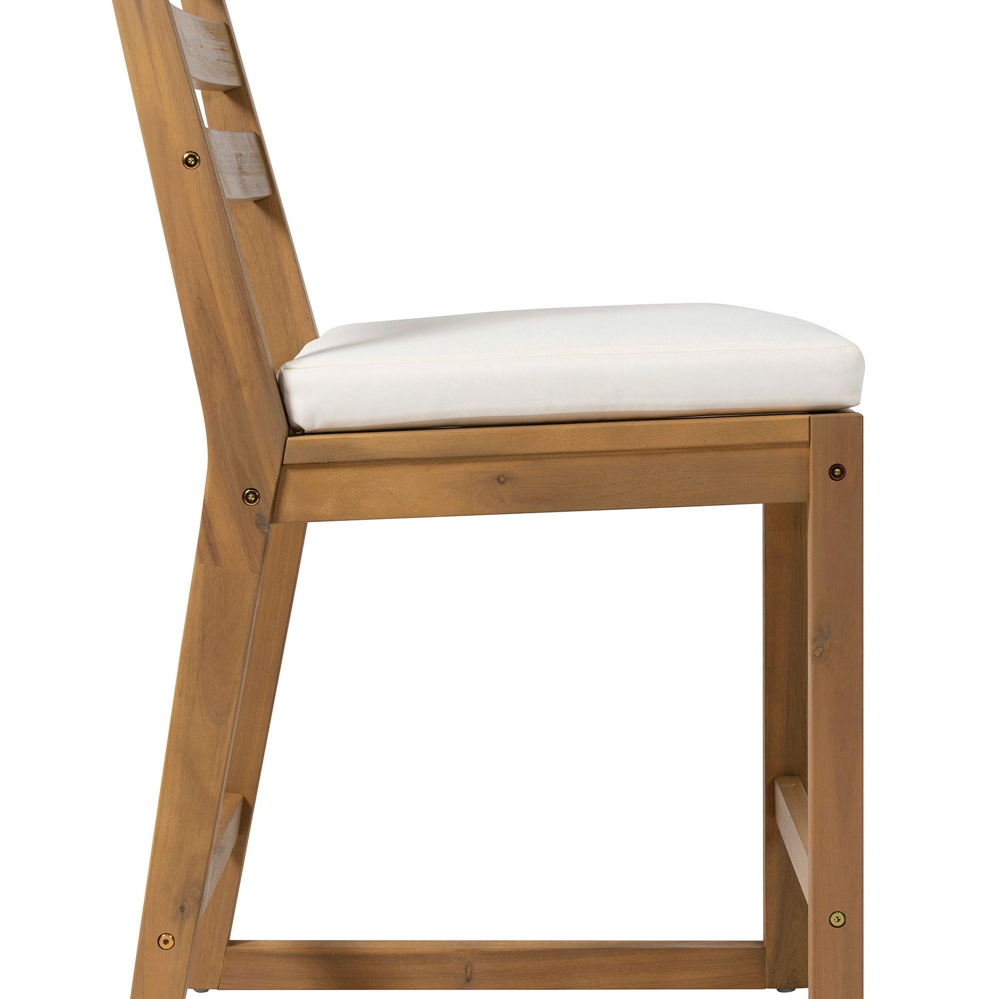Patio Bar Set Ergonomic Chairs 5pc wood outdoor set with white cushions HouseOfZazla on Tampa Home & Garden Store