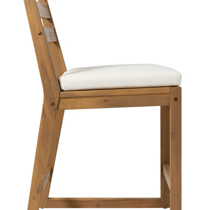 Patio Bar Set Ergonomic Chairs 5pc wood outdoor set with white cushions HouseOfZazla on Tampa Home & Garden Store