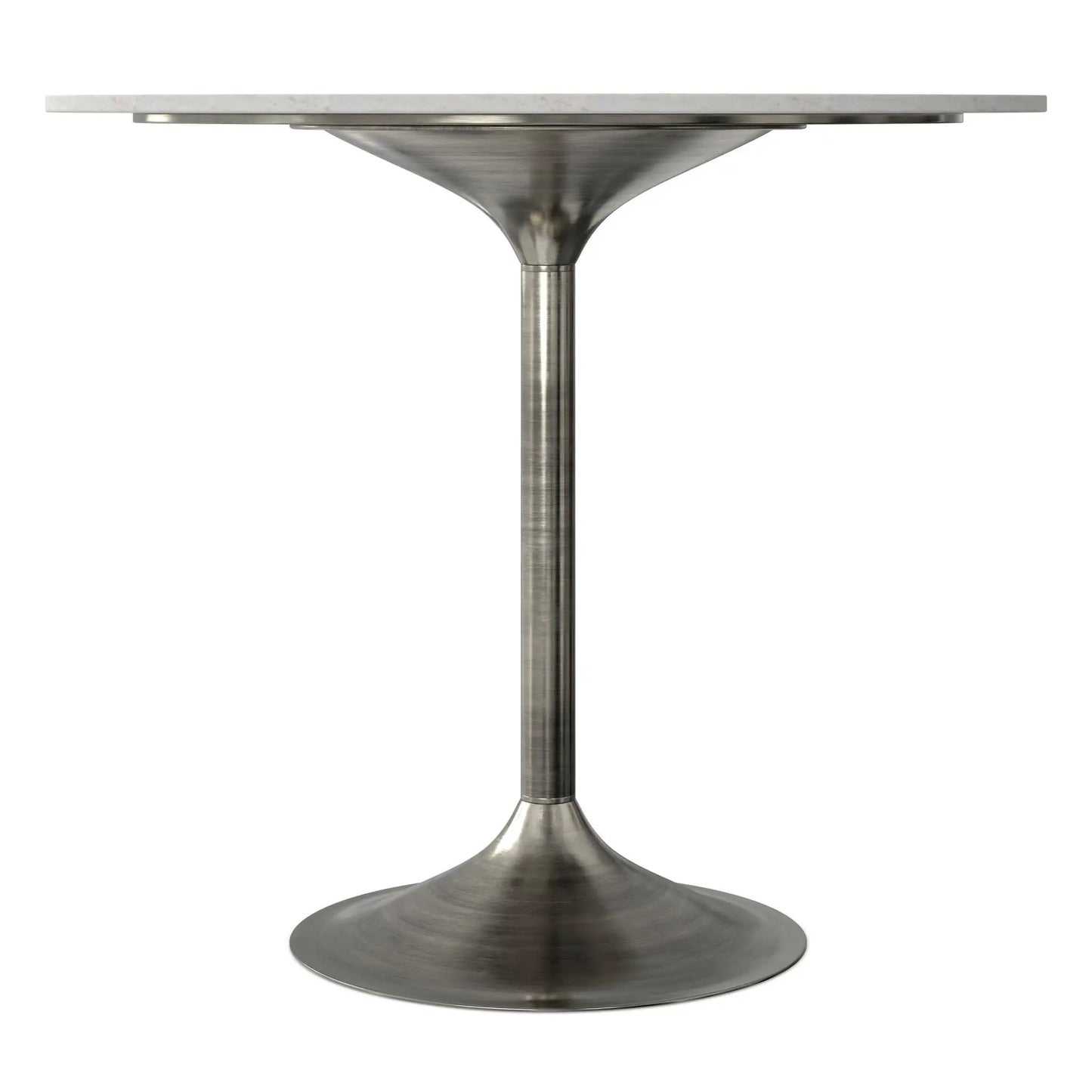 Osborne dining table by Unique Piece Furniture with marble top and brushed metal pedestal on Tampa Home & Garden Store