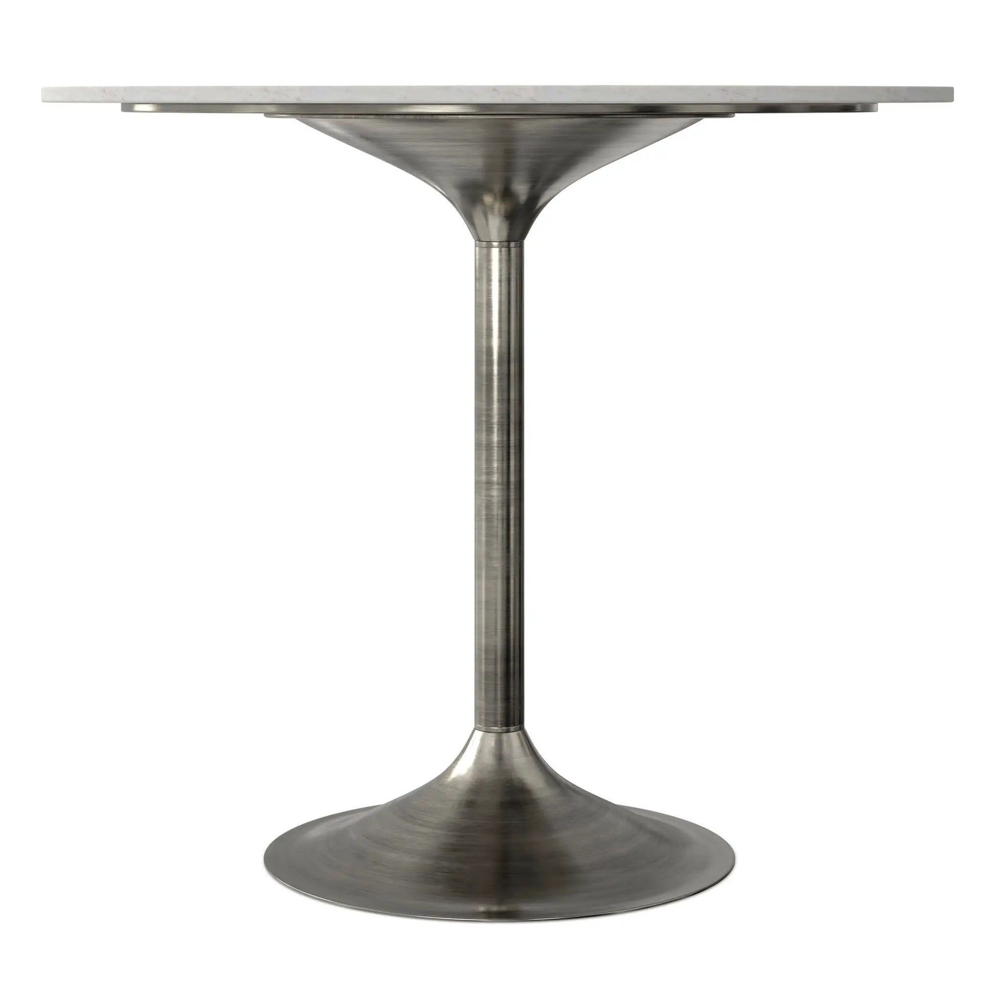 Osborne dining table by Unique Piece Furniture with marble top and brushed metal pedestal on Tampa Home & Garden Store