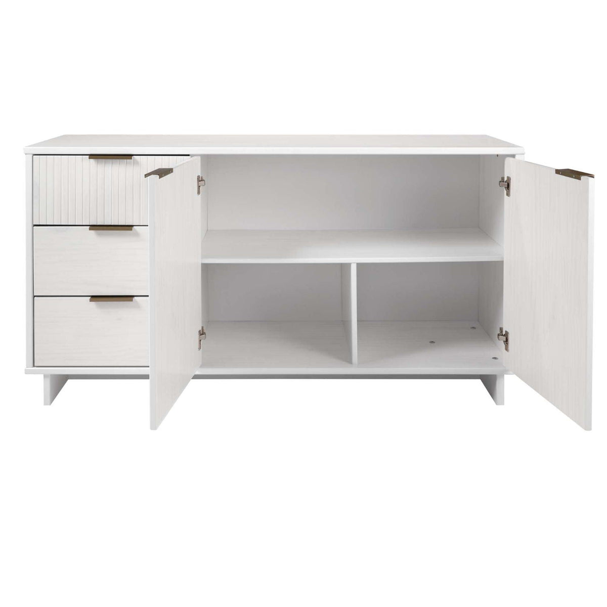 Granville Sideboard with Full Extension Drawers, white with natural wood top, HouseOfZazla on Tampa Home & Garden Store
