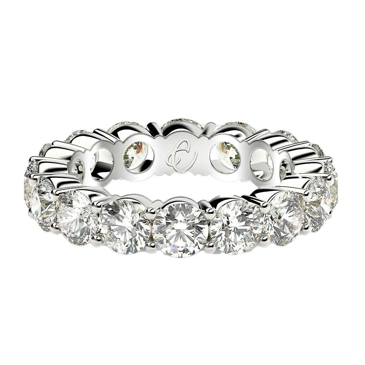 Round cut lab-grown diamond eternity ring in 14k white gold, 4 cttw FG/VS2 on Tampa Home & Garden Store
