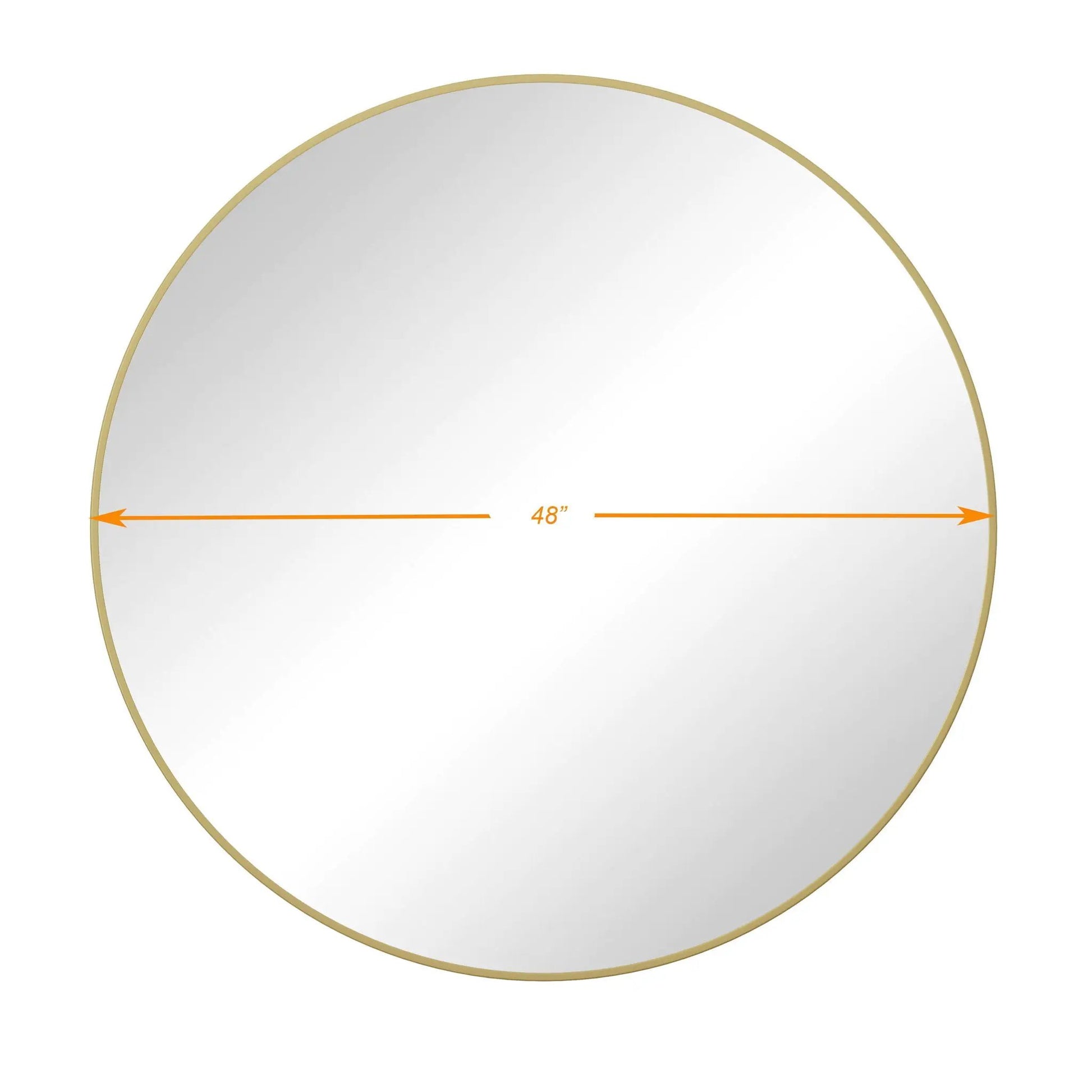 Round wall mirror with a slim gold metal frame, 48-inch diameter by Unique Piece Furniture on Tampa Home & Garden Store