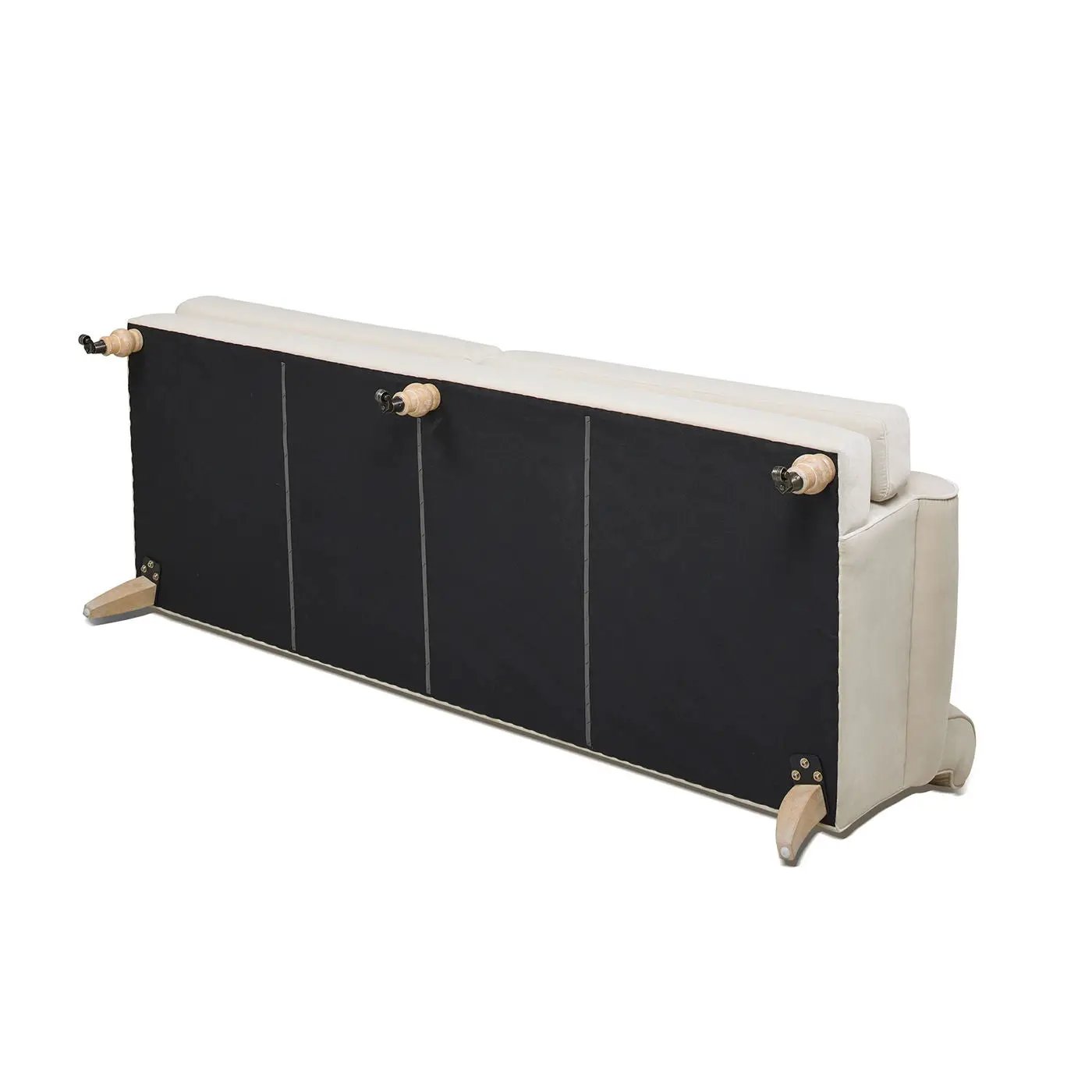 Alana Lawson Two Cushion Tightback Sofa by Unique Piece Furniture, beige upholstery rear view on Tampa Home & Garden Store