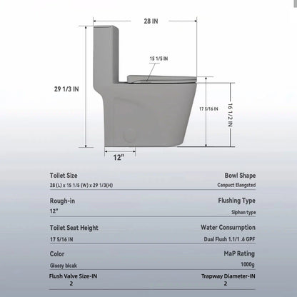Toilet 1 Piece with Tornado Flush and Dual Flush ADA height gray by HouseOfZazla on Tampa Home & Garden Store