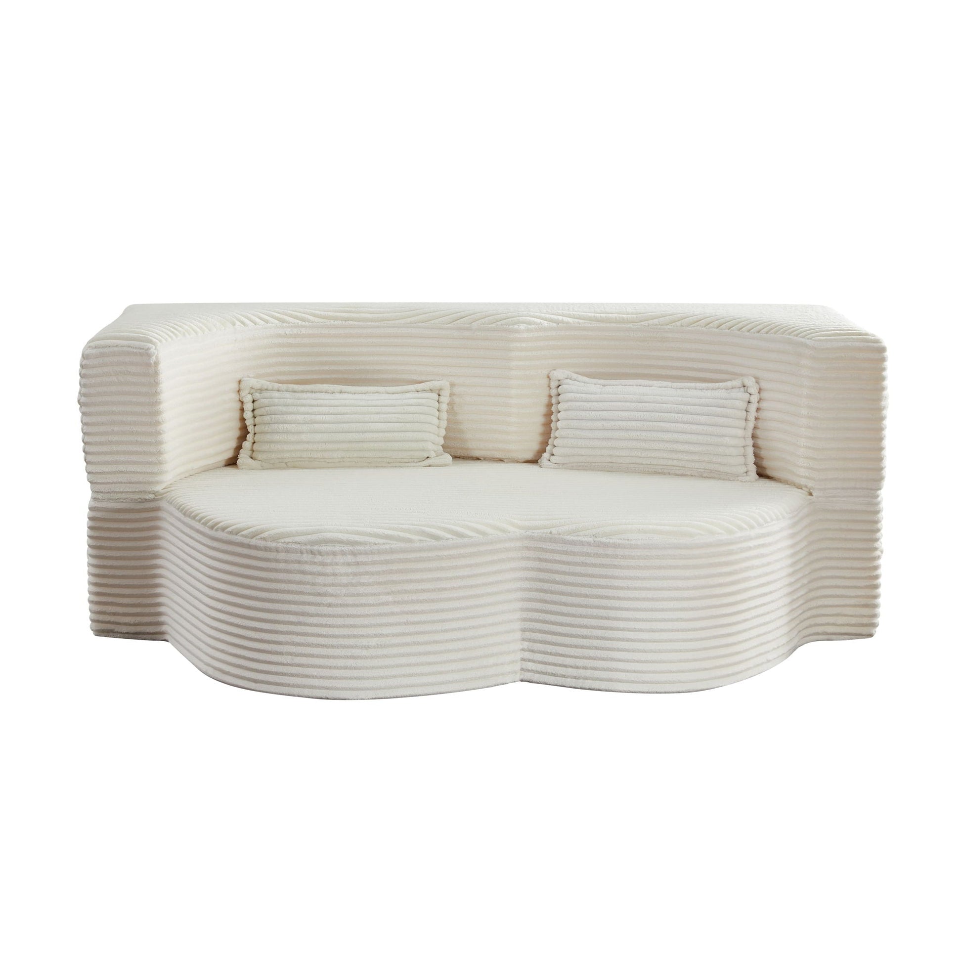 Floor convertible sleeper sofa bed by HouseOfZazla in beige corduroy with 2 pillows on Tampa Home & Garden Store